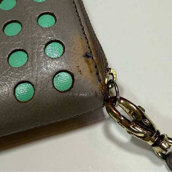 Fossil Gray Cutout Dot Zip Around Wallet With Wrist Strap - Picture 2 of 16